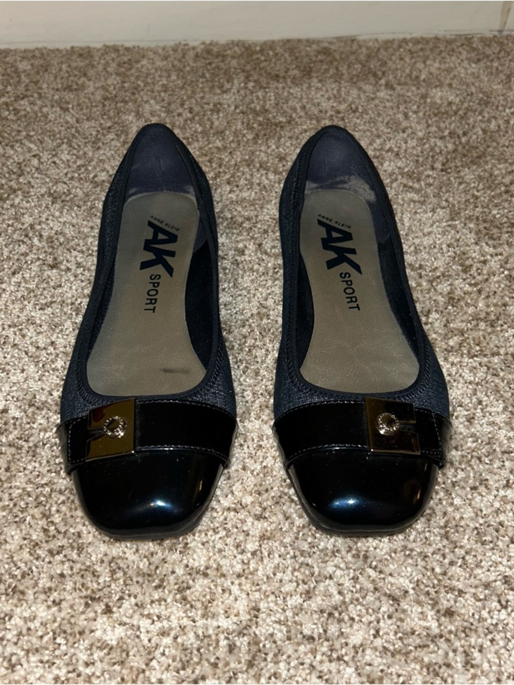 Anne Klein Metallic Navy Blue Ballet Flats - Picture 2 of 12